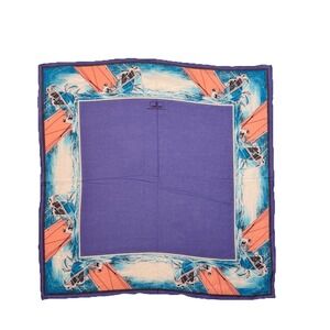 Vintage Ferrell Reed Sailboat Handkerchief  Pocket Square Cotton Made In Italy